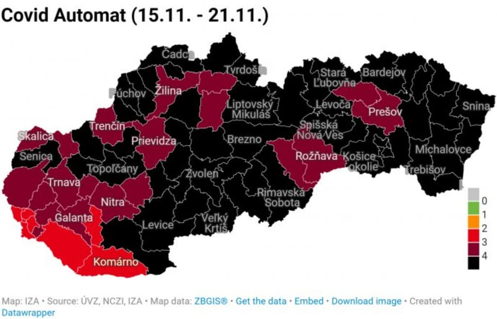 Od pondelka nebude žiaden okres v zelenej alebo oranžovej farbe