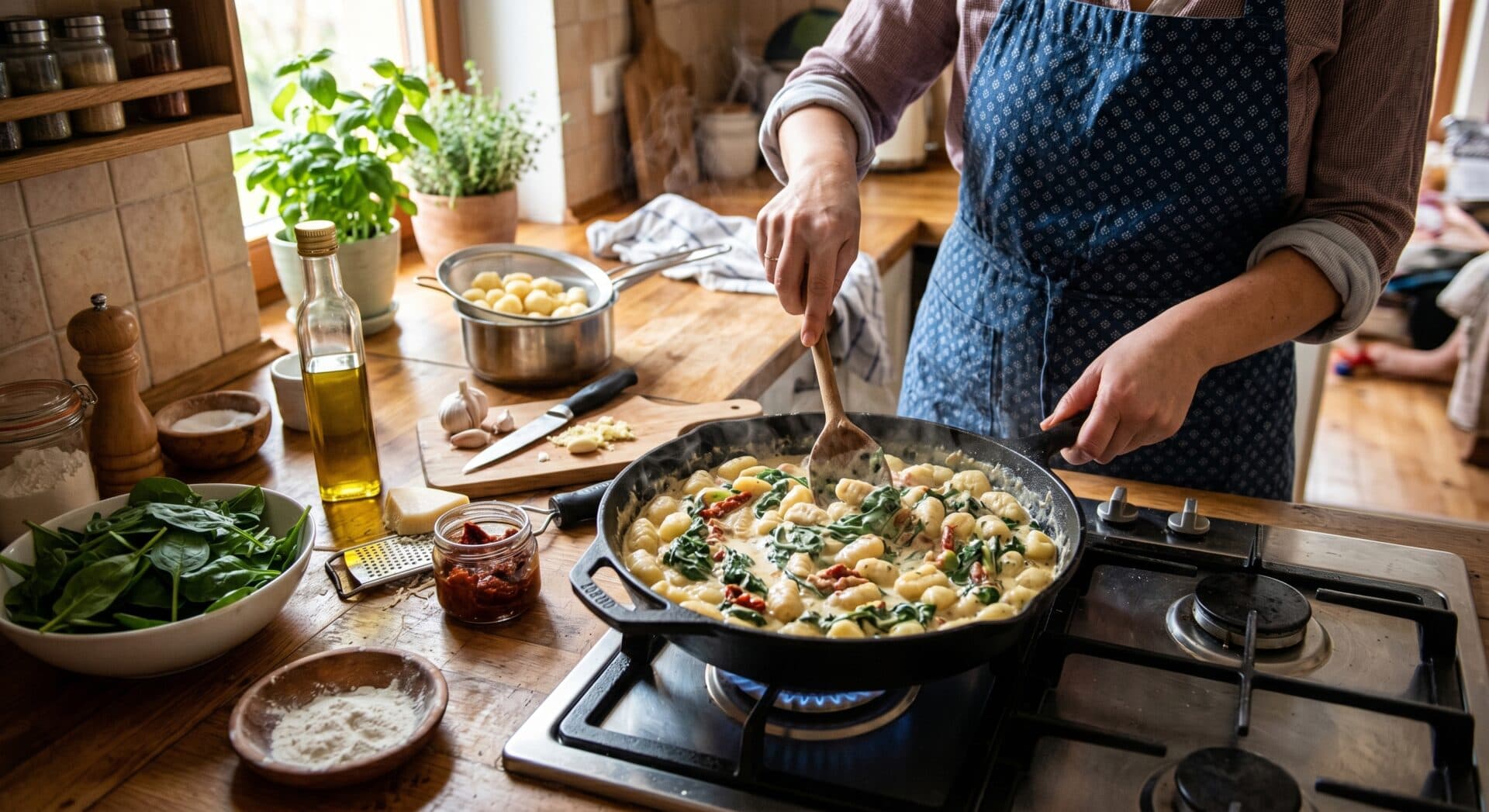 Tip na recept: Gnocchi v smotanovej omáčke so špenátom a sušenými paradajkami