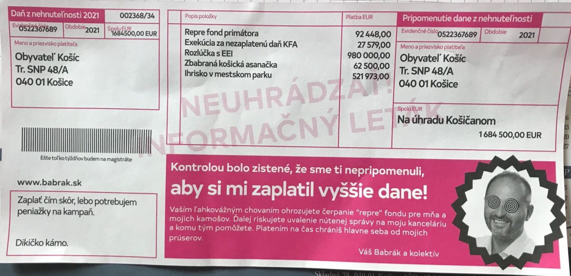 Kto je košický BABRÁK? Toto dnes čakalo Košičanov v schránkach!