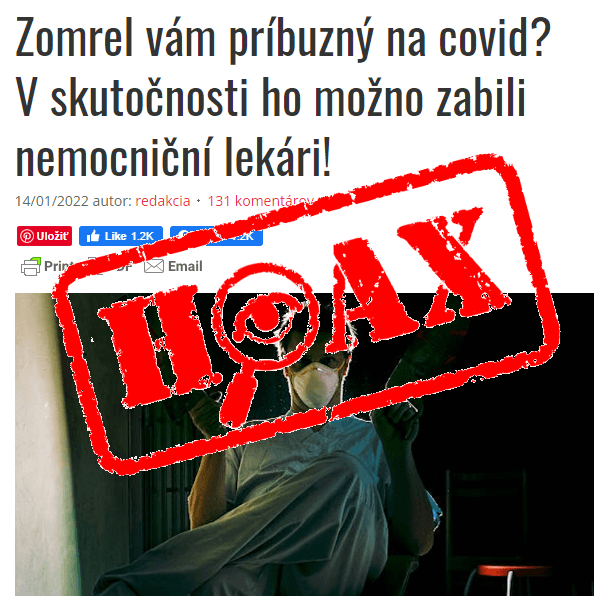 Stránka Bádateľ rozširuje hoax o tom, že ľudia nezomreli na ochorenie COVID-19, ale na liečbu remdesivirom