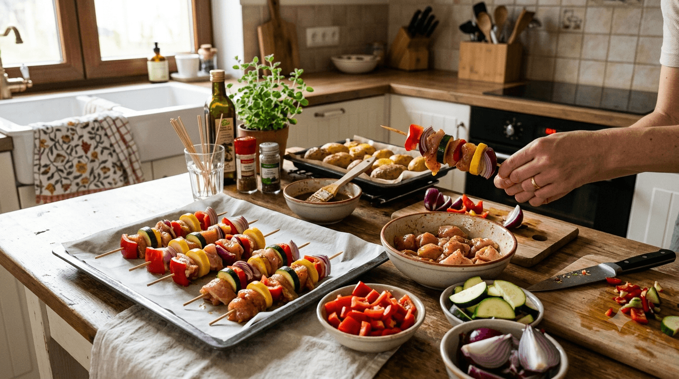 Tip na recept: Kuracie špízy s paprikou a cuketou z rúry